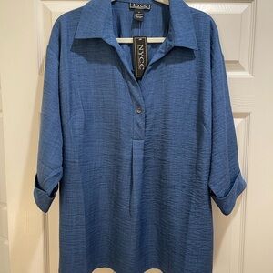 NYC Women's Button Down Blue Shirt